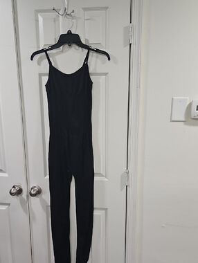 Women's Black Slim Spaghetti-Strap Jumpsuit